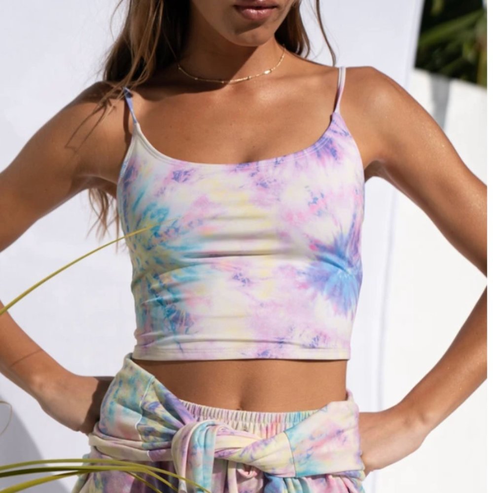 NWT Onzie Belle cami crop top in neon tie dye